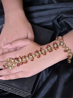 Swan Jewels - Vidhi Ruby Kundan Pearl Bridal Hathphool