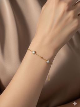 RACHIVA - 18K Gold Plated Minimal Bezel Zircon Bracelet For Women