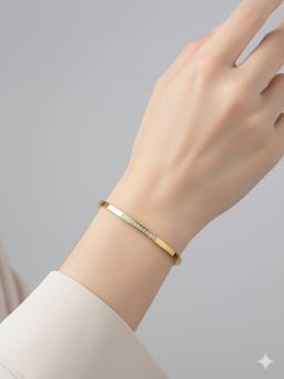 RACHIVA - 18K Gold Plated Sleek Zircon Bangle Kada For Women