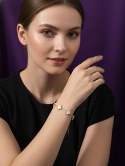RACHIVA - 18K Gold Plated Clover Motif Bracelet For Women