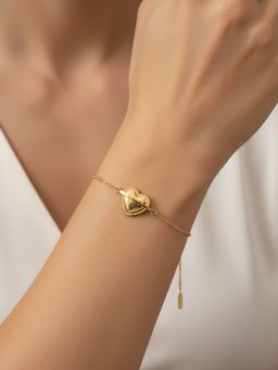 RACHIVA - 18K Gold Plated Heart Centre Chain Bracelet For Women