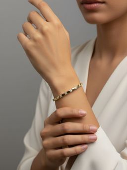 RACHIVA - 18K Gold Plated Square CZ Bangle Kada For Women