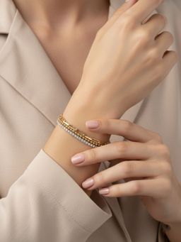 RACHIVA - 18K Gold Plated Multi Layer Chain CZ Bracelet For Women