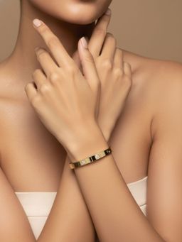 RACHIVA - 18K Gold Plated Screw Motif CZ Kada For Women