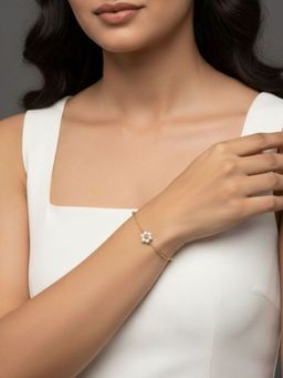 RACHIVA - 18K Gold Plated Pearl Floral Bracelet For Women