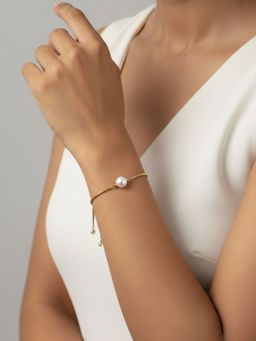 RACHIVA - 18K Gold Plated Pearl Slider Bracelet For Women
