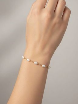 RACHIVA - 18K Gold Plated Pearl Link Chain Bracelet For Women