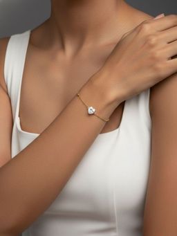 RACHIVA - 18K Gold Plated Heart Zircon Solitaire Bracelet For Women