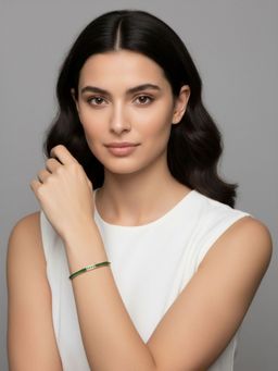 RACHIVA - 18K Gold Plated Emerald Zircon Sleek Kada For Women