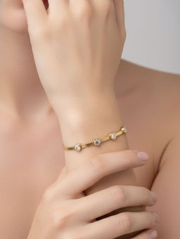 RACHIVA - 18K Gold Plated Heart Zircon Snake Chain Bracelet For Women