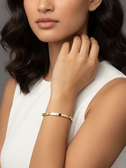 RACHIVA - 18K Gold Plated Heart Zircon Minimal Kada For Women