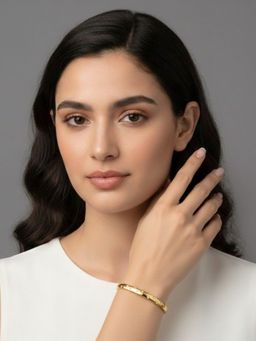RACHIVA - 18K Gold Plated Star Zircon Minimal Kada For Women