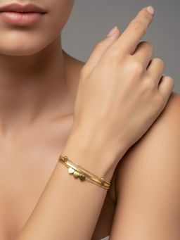 RACHIVA - 18K Gold Plated Layered Heart Charm Bracelet For Women