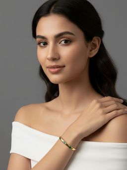 RACHIVA - 18K Gold Plated Emerald Marquise CZ Dome Kada For Women