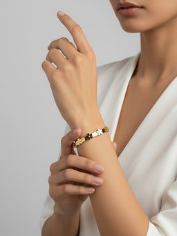 RACHIVA - 18K Gold Plated Daisy Flower CZ Kada For Women
