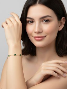 RACHIVA - 18K Gold Plated Emerald Teardrop CZ Bracelet For Women