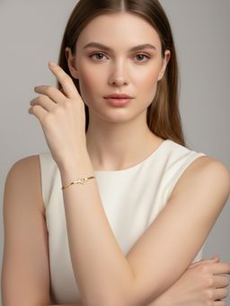 RACHIVA - 18K Gold Plated Open Heart Snake Chain Bracelet For Women