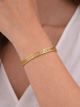RACHIVA - 18K Gold Plated Greek Key Cutwork Kada For Women