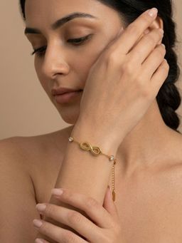 RACHIVA - 18K Gold Plated Infinity Charm CZ Bracelet For Women