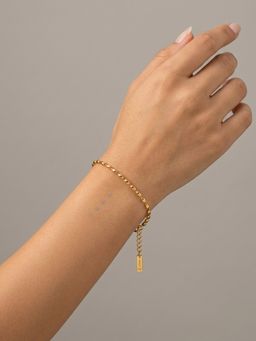 RACHIVA - 18K Gold Plated Oval Rice Bead Chain Bracelet