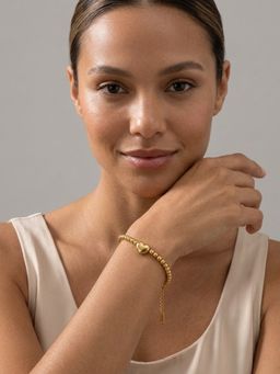 RACHIVA - 18K Gold Plated Ball Bead Heart Charm Bracelet For Women