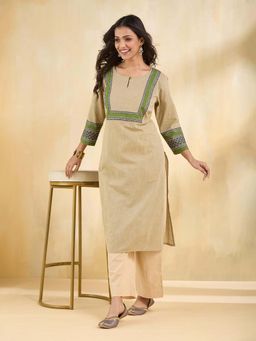 Fabindia - Green Cotton Long Kurta