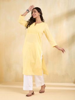 Fabindia - Yellow Cotton Long Kurta