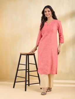 Fabindia - Pink Cotton Long Kurta