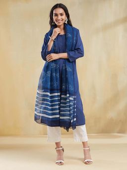 Fabindia - Indigo Cotton Regular Fit Kurta and Dupatta