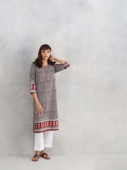 Fabindia - Black Cotton Bagh Printed Long Kurta