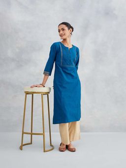 Fabindia - Blue Cotton Long Kurta