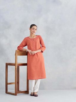 Fabindia - Peach Cotton Kurta