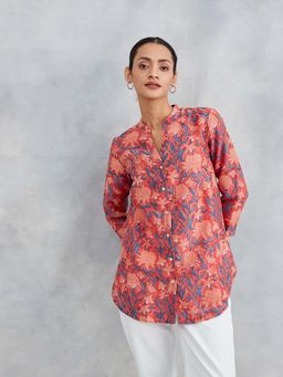 Fabindia - Red Cotton Silk Printed Kurti