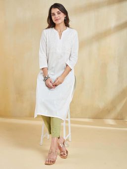 Fabindia - Natural Cotton Chikankari Long Kurta