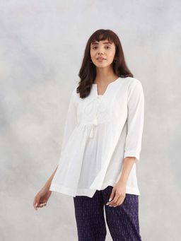 Fabindia - White Cotton Chikankari Kurti