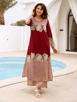 Autumnlane - Bakul Merlot Printed Kurta with Pant (Set of 2)
