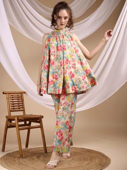 Tikhi Imli - Multi Coloured Rayon Top with Flared Pant (Set of 2)