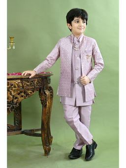 BT DEZINES - Lavender Sherwani with Kurta Pant and Necklace (Set of 4)