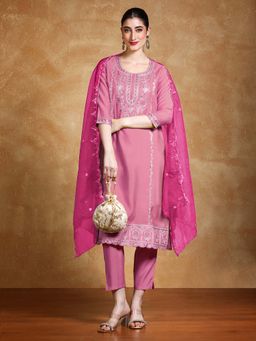 Varanga - Zari Embroidered Kurta with Pant and Dupatta (Set of 3)