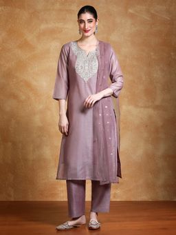 Varanga - Zari Embroidered Yoke Kurta with Pant and Dupatta (Set of 3)