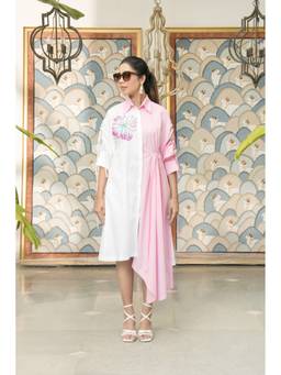BAHAARA BY DIVYA NARULA - Dahlia Two Tone Pink Pleated Dress