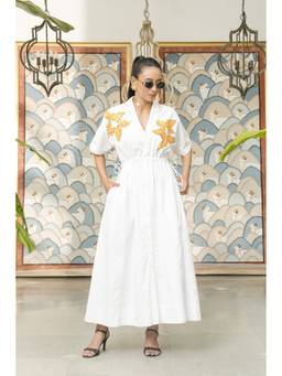 BAHAARA BY DIVYA NARULA - Cerelia Ivory Long Gathered Dress