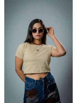 ORE OFE - Beige Basic Crop T-shirt