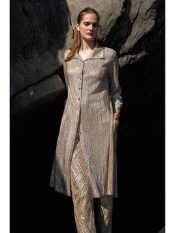 dash and dot - Silver Shimmering Longline Shirt