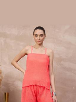 First Resort by Ramola Bachchan - Neon Pink Camisole Top