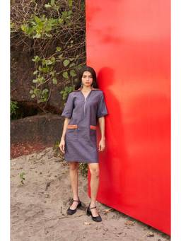 dash and dot - Indigo Jacquard Mini Dress