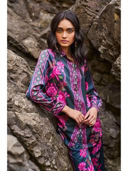 dash and dot - Multi-color Contrast Floral Shirt