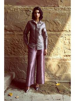 dash and dot - Mauve Brocade Shirt