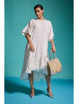 dash and dot - Lace Hem White T-Shirt Dress
