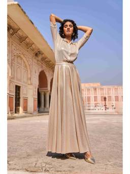 dash and dot - Gold Textured Lama Maxi Skirt